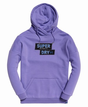 Superdry Nineties Applique Női Kapucnis Pulóver Lila | VJLDW9742